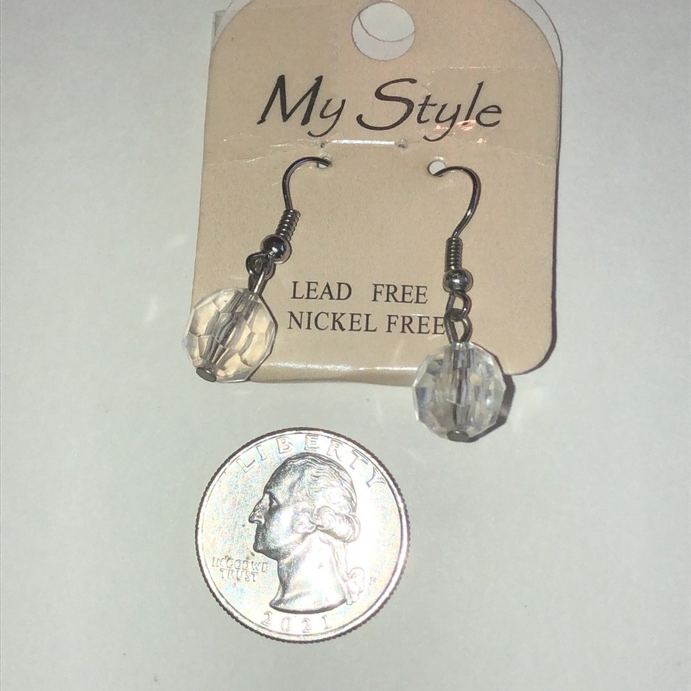 Clear Beaded Boho Drop Earrings - Lead & Nickel Free - Picture 3 of 4